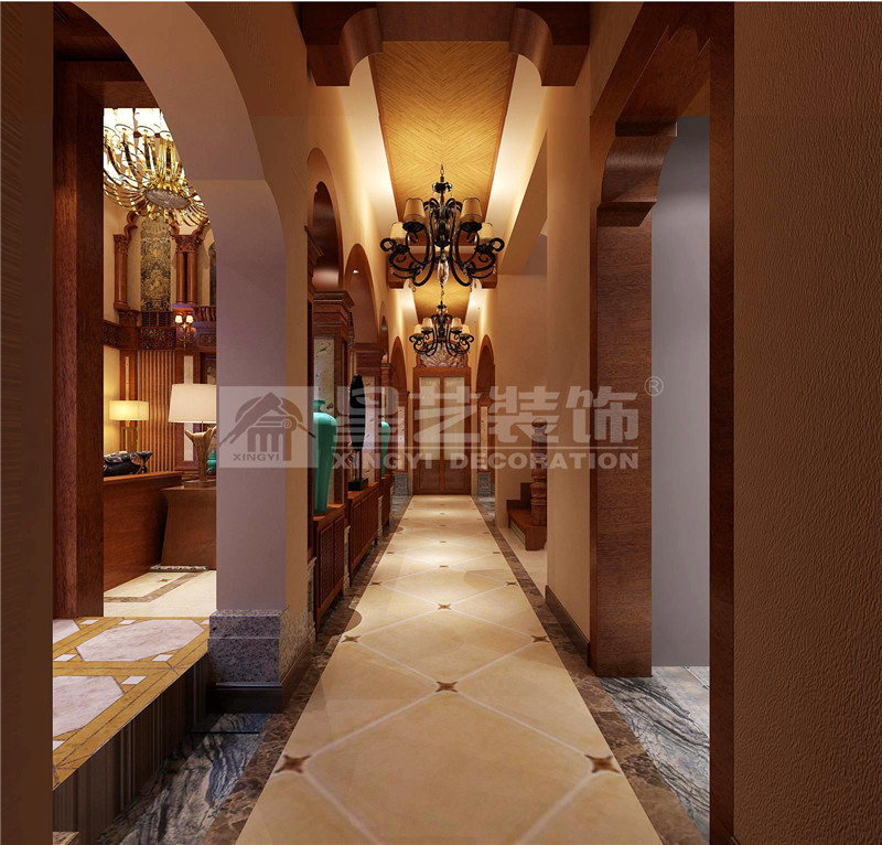 鳳景灣350平東南亞過道裝修設(shè)計效果圖