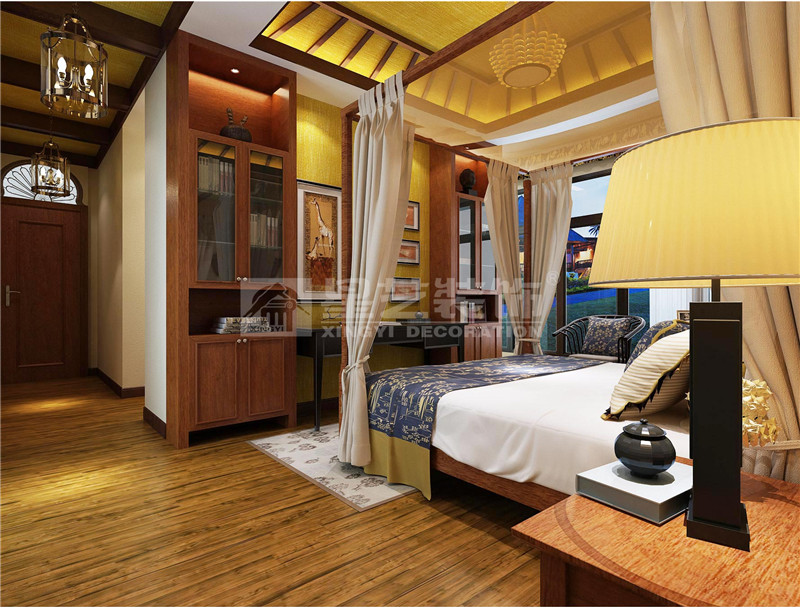鳳景灣350平東南亞臥室裝修設(shè)計效果圖