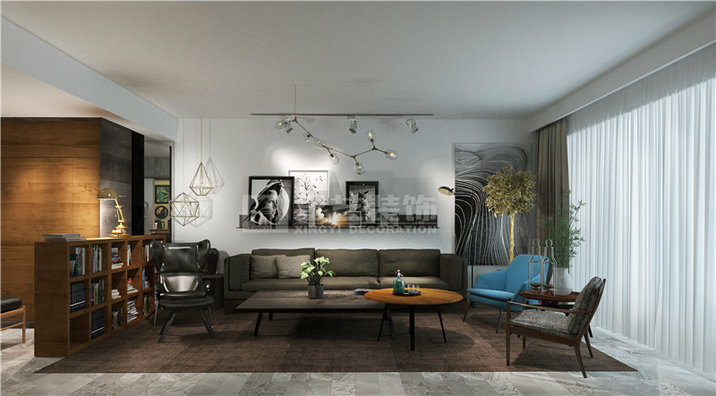 盛天香墅200平客廳裝修效果圖