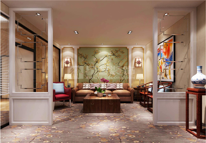 青秀萬達(dá)西110平辦公室會客區(qū)裝修設(shè)計效果圖