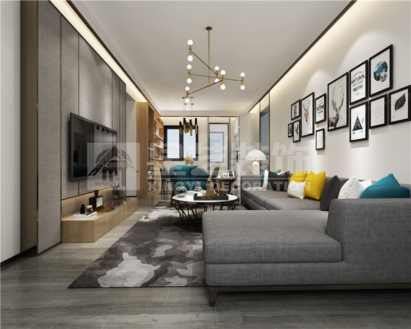 華發(fā)國(guó)賓壹號(hào)98平客廳裝修效果圖