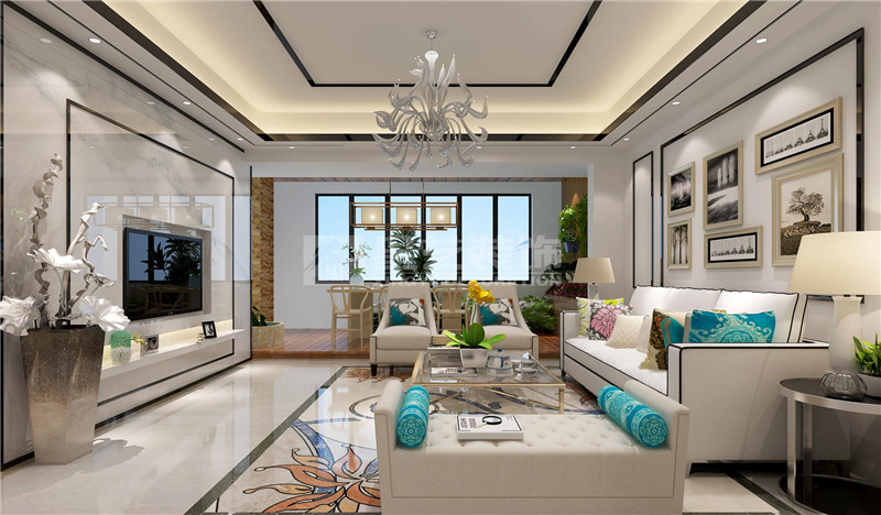 江灣山語(yǔ)城150平現(xiàn)代簡(jiǎn)約客廳裝修效果圖