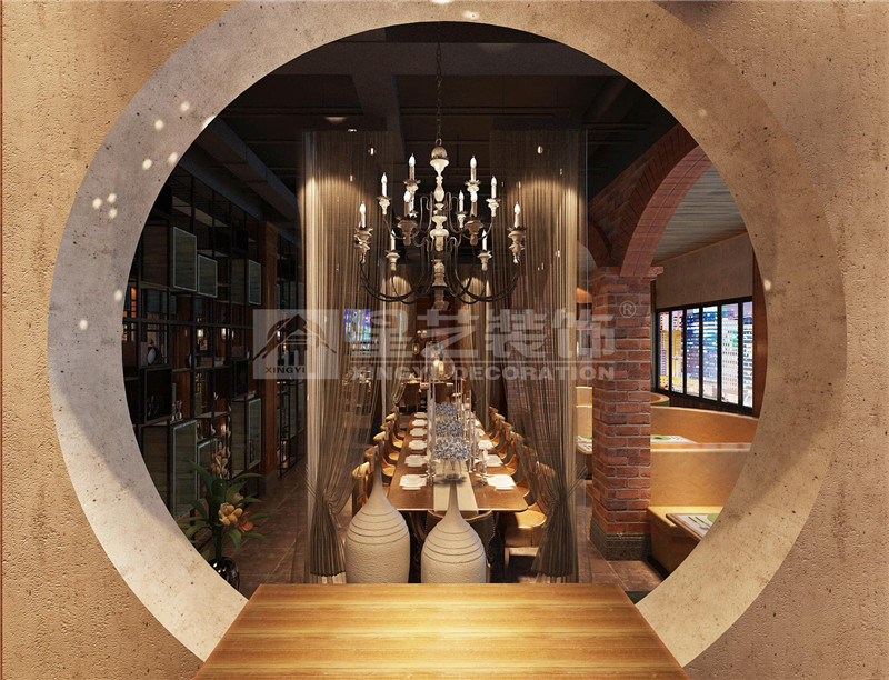 東盟慧谷西餐廳300平用餐區(qū)裝修設計效果圖