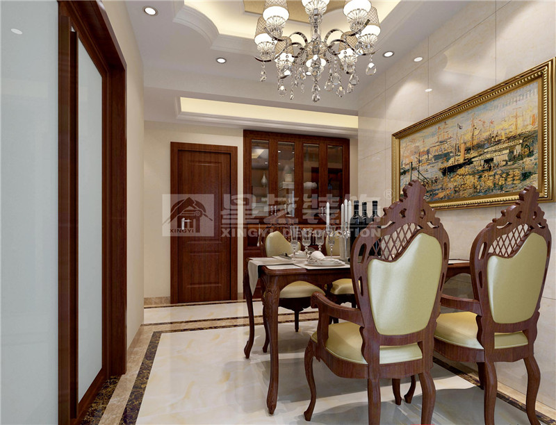 保利愛(ài)琴海105平美式風(fēng)格餐廳裝修效果圖