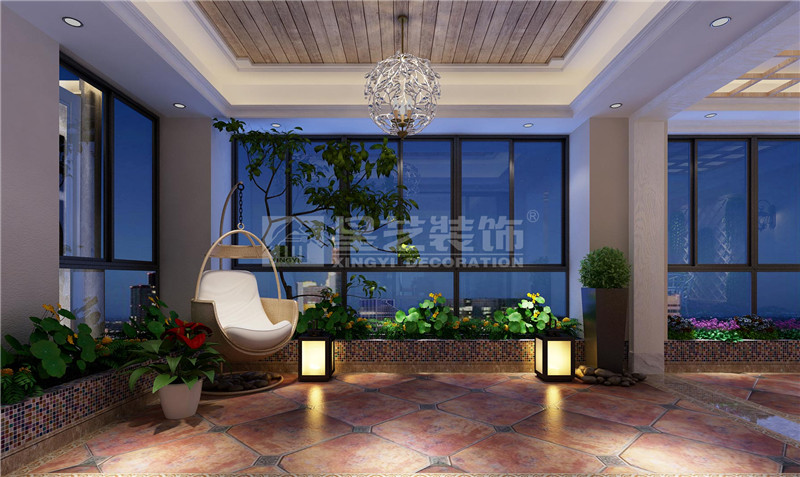 金源一品240平簡(jiǎn)歐風(fēng)格陽(yáng)臺(tái)裝修效果圖