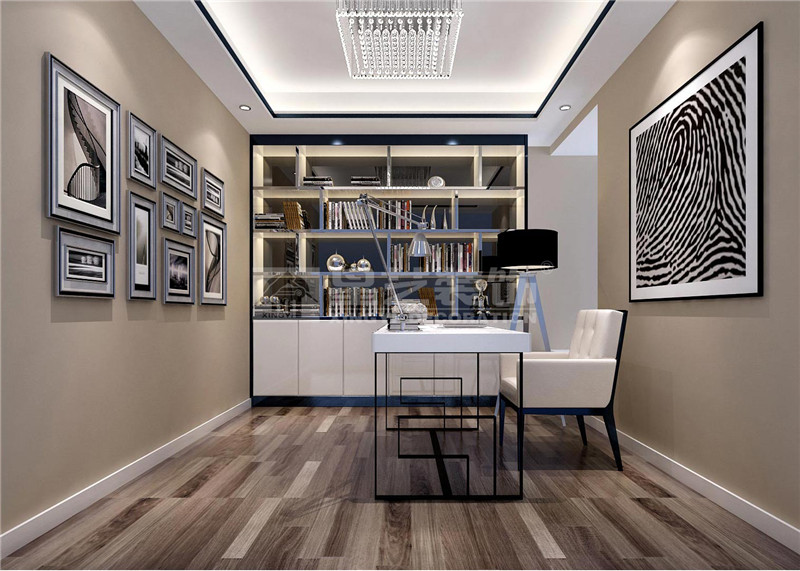 藍(lán)山上城120平現(xiàn)代簡(jiǎn)約書(shū)房裝修效果圖