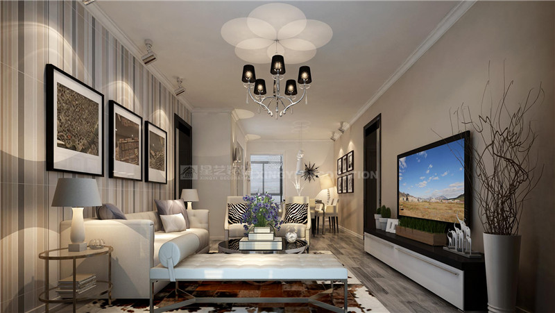 龍灘宿舍120平現(xiàn)代風格客廳裝修效果圖