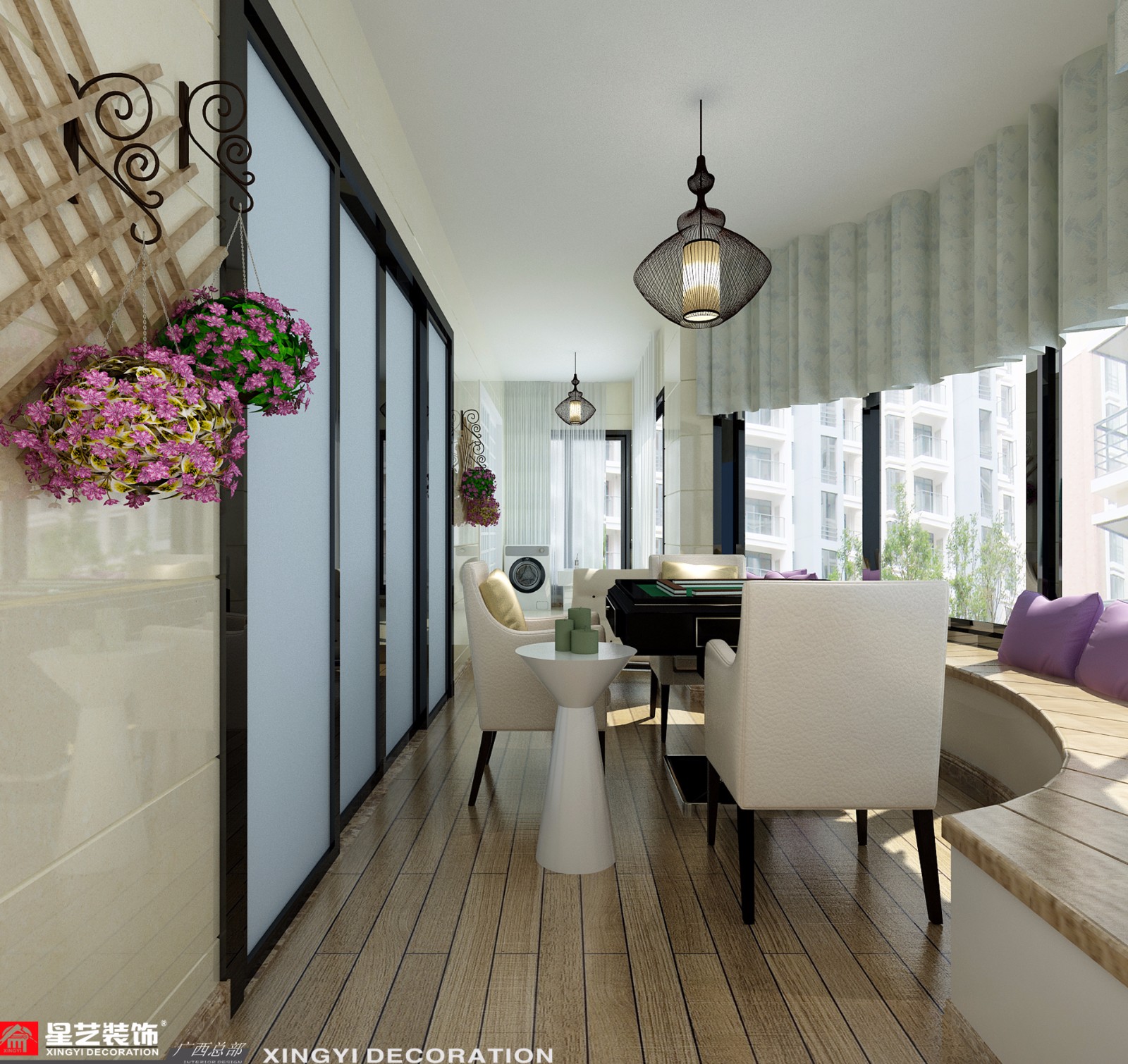 楓林藍(lán)岸143平現(xiàn)代風(fēng)格陽臺(tái)休閑區(qū)裝修效果圖