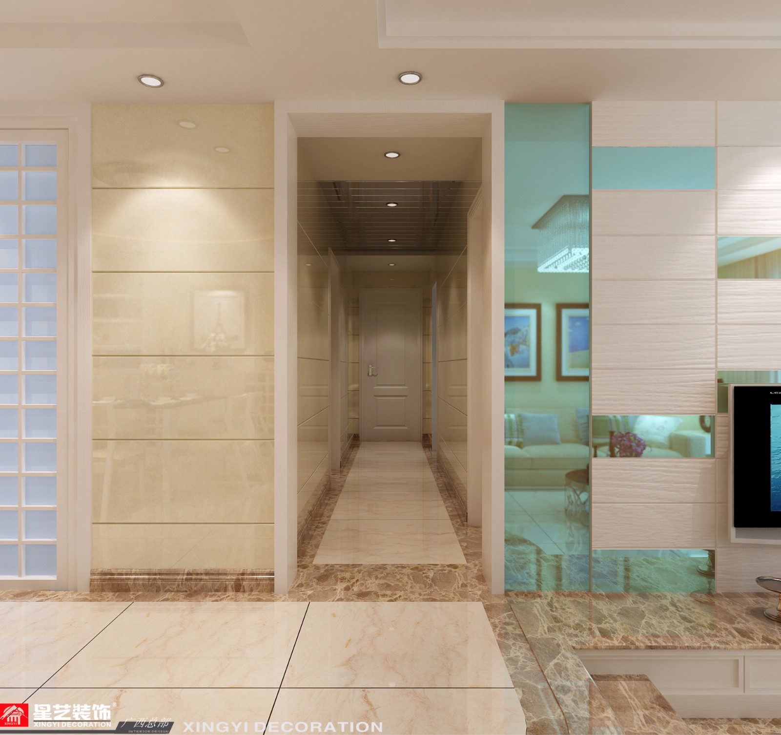 楓林藍(lán)岸143平現(xiàn)代風(fēng)格過道裝修效果圖