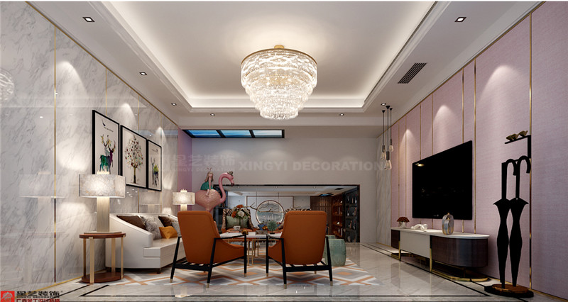 中海國際社區(qū)溫莎堡250平負(fù)一樓客廳裝修效果圖