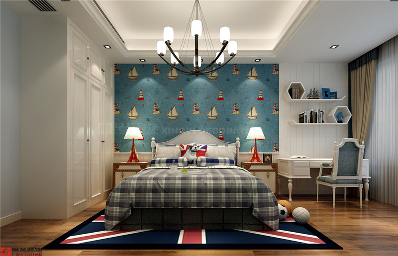 中海國際社區(qū)溫莎堡250平二樓男孩房裝修效果圖