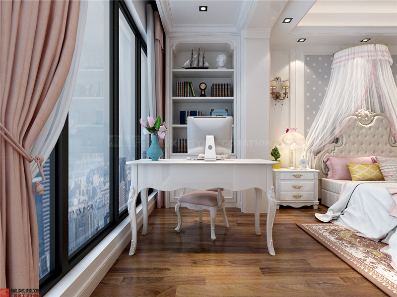 中海國際社區(qū)溫莎堡250平二樓女孩房書房裝修效果圖