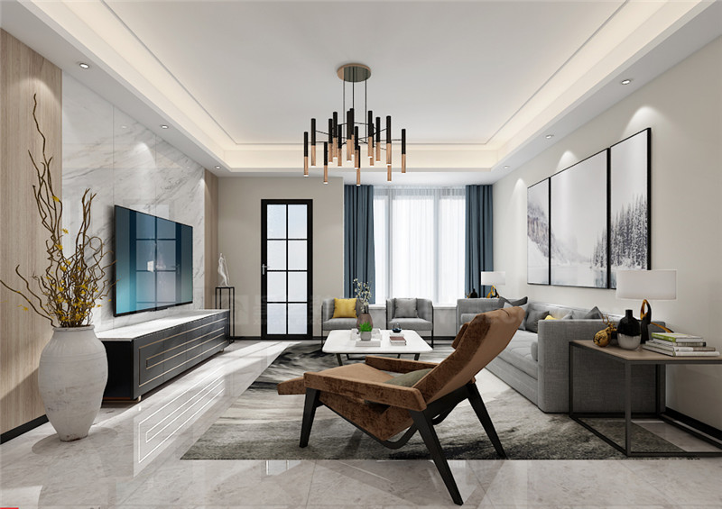 恒大蘋(píng)果園262平客廳裝修效果圖