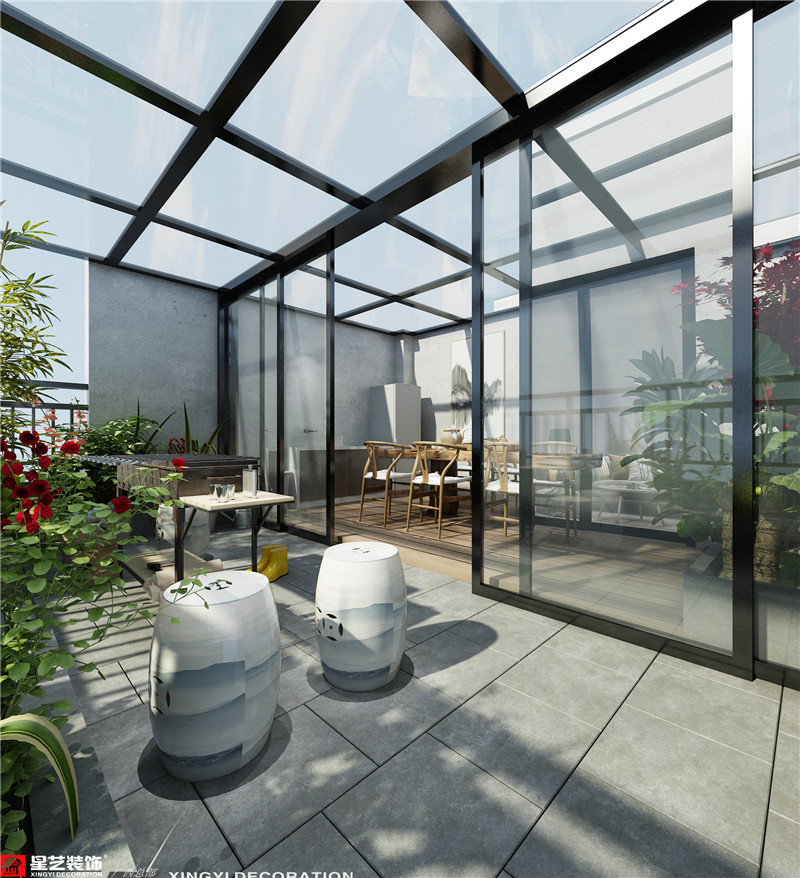 金地世家150平陽臺裝修效果圖