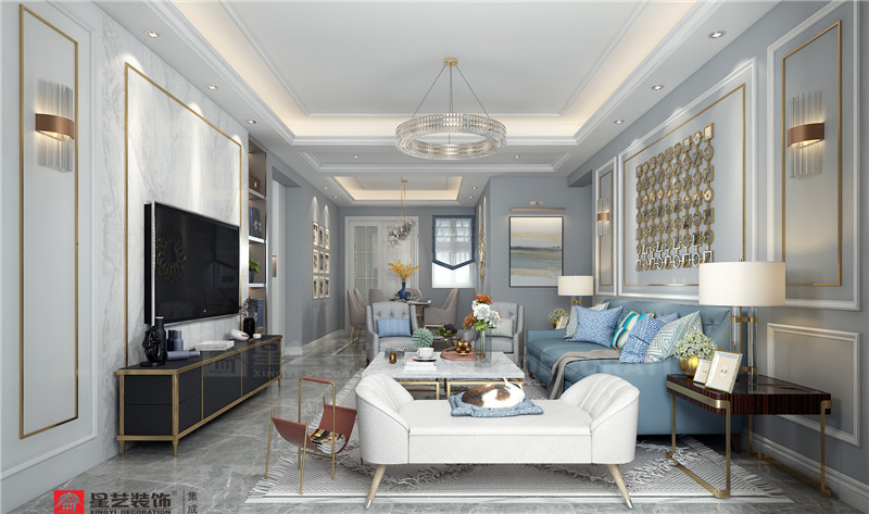 華發(fā)國(guó)賓壹號(hào)124平客廳裝修效果圖