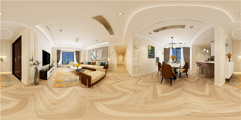 廣源大都會190平客廳餐廳過道裝修效果圖