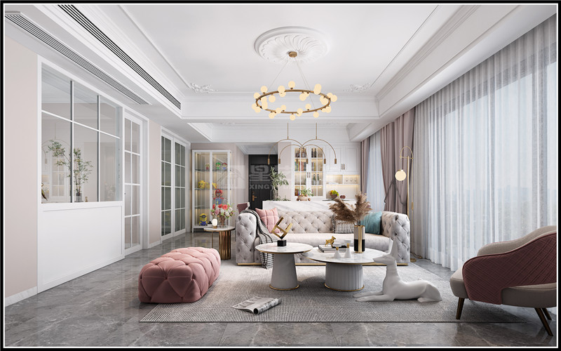 名門(mén)天鏡135平客廳裝修效果圖