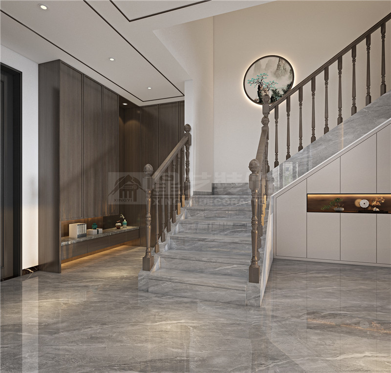 鳳景灣390平樓梯區(qū)陽(yáng)臺(tái)裝修效果圖