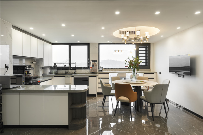 臻澤苑230平廚房,餐廳裝修實(shí)景圖