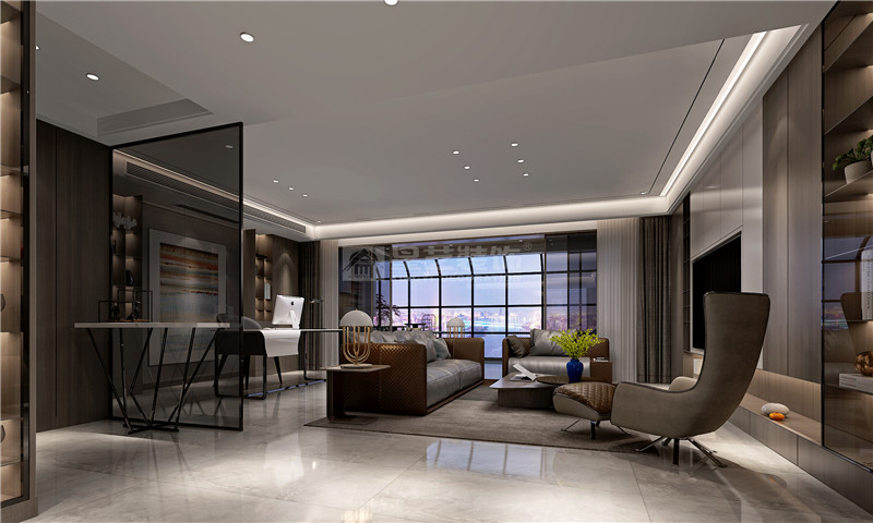 萬(wàn)科時(shí)代廣場(chǎng)187平客廳裝修效果圖