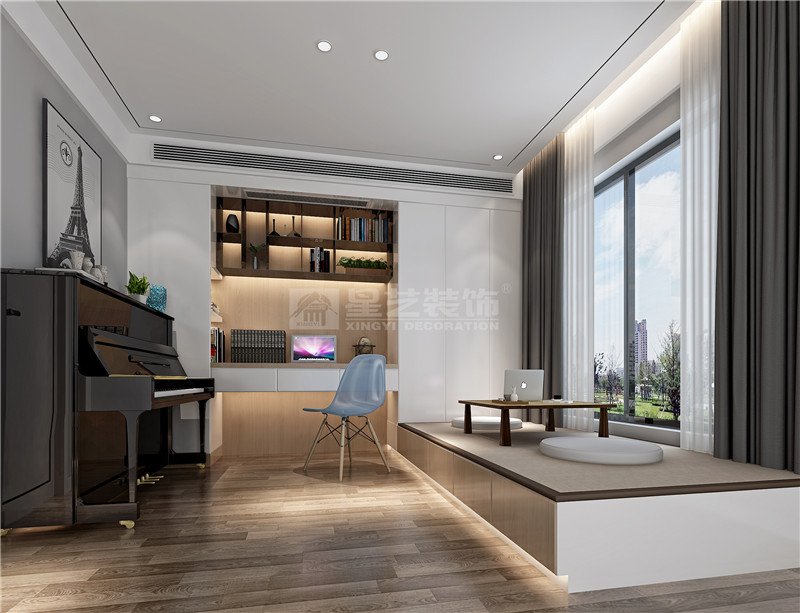 萬(wàn)科時(shí)代廣場(chǎng)187平書房裝修效果圖