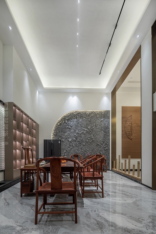 保利冠江墅750平新中式風(fēng)格別墅會客裝修實(shí)景