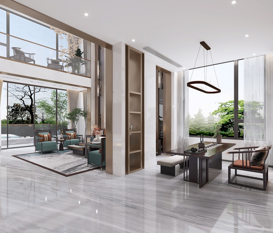 冠江墅1200平新中式風格茶室裝修效果圖