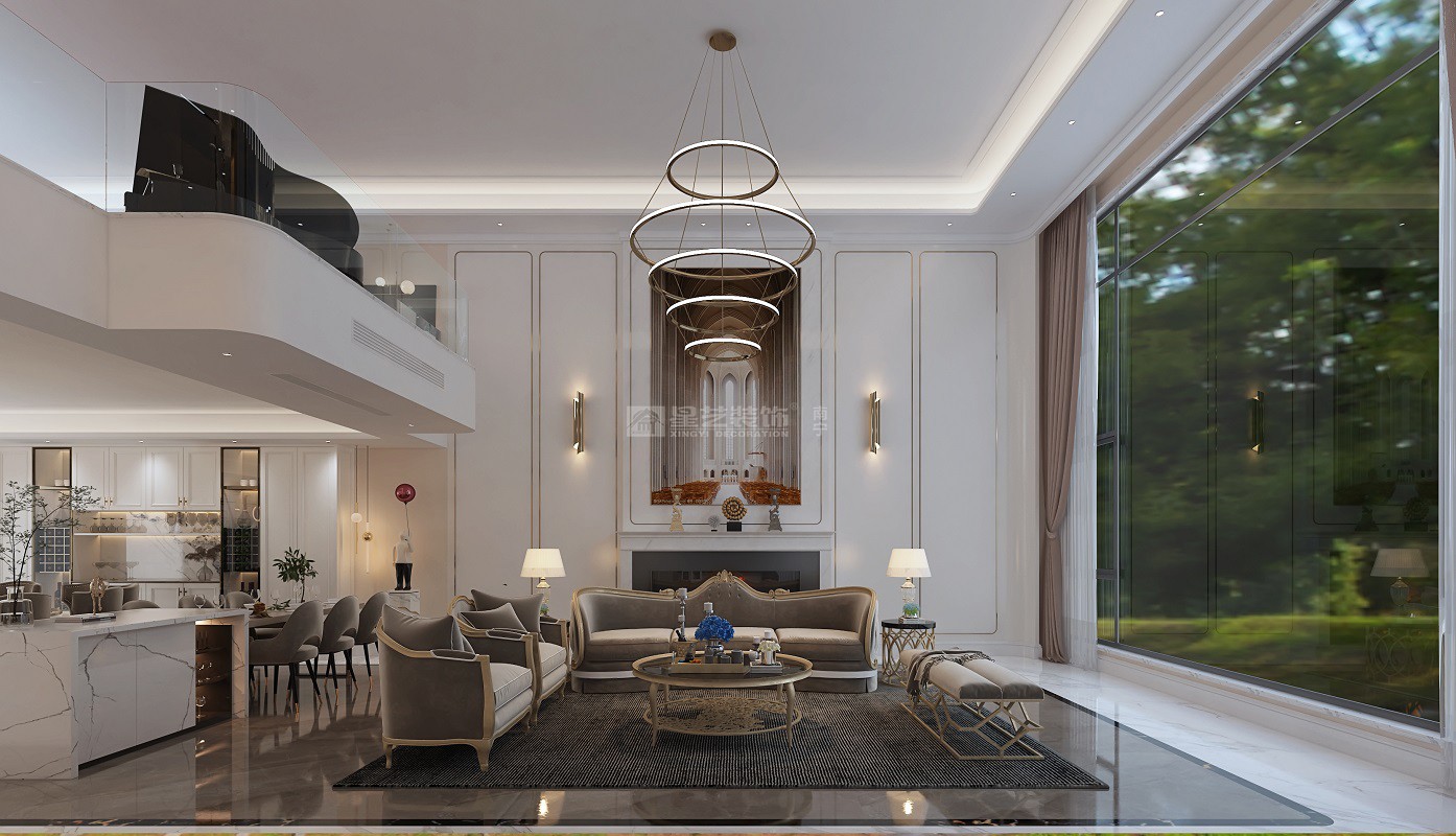 翡麗灣800平現(xiàn)代輕奢客廳裝修效果圖