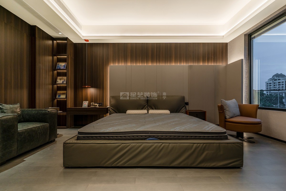 保利山漸青800平現(xiàn)代輕奢臥室裝修實景