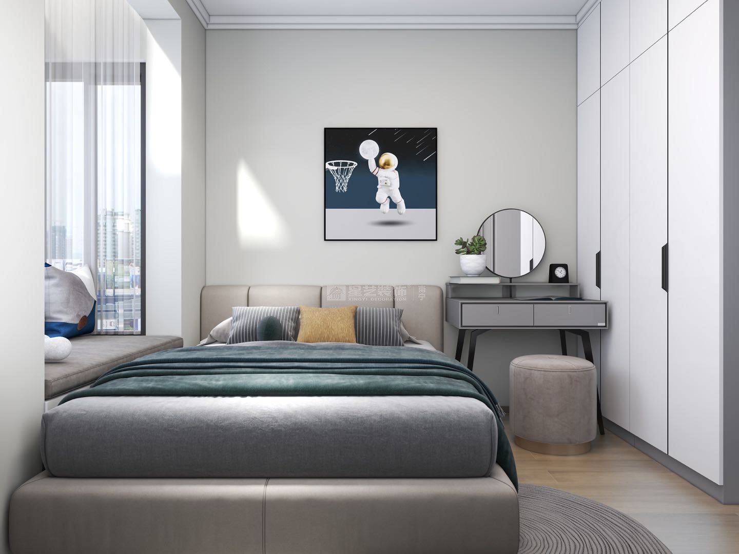 軌道御瓏壹號城113平現(xiàn)代風(fēng)格臥室裝修效果圖