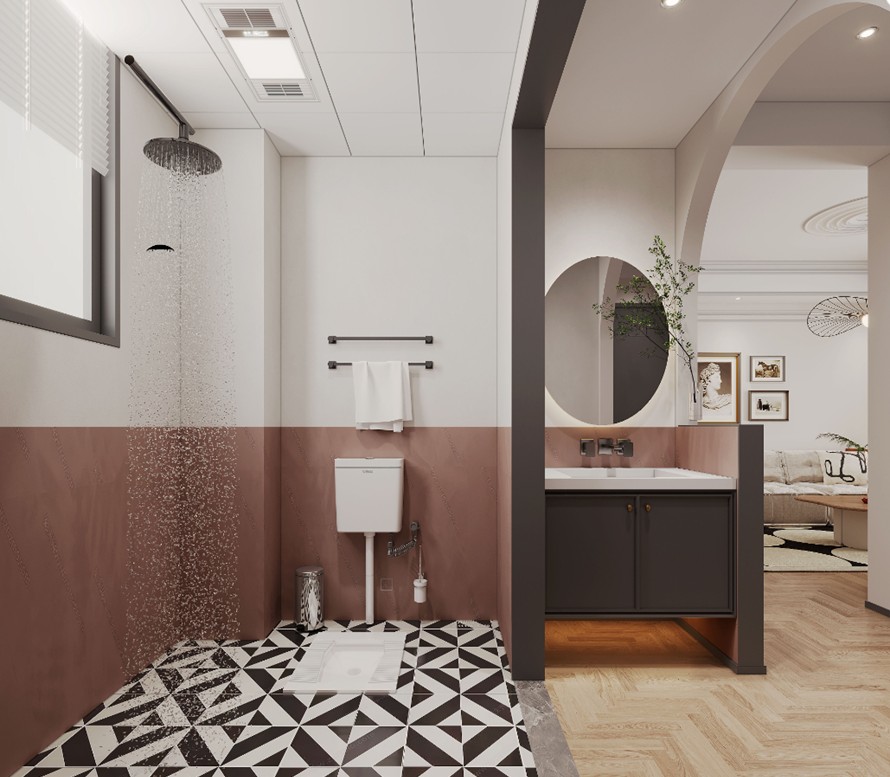 江南中心89平輕法式風格公衛(wèi)裝修效果圖