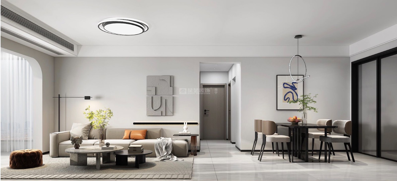 軌道御瓏壹號城113平現(xiàn)代風(fēng)格客廳裝修效果圖