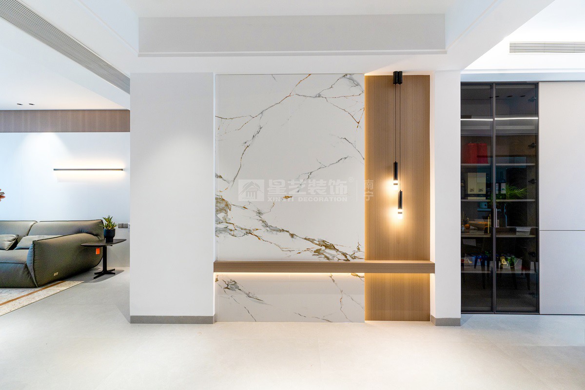 盛邦濱江府200平現(xiàn)代極簡入戶玄關裝修實景