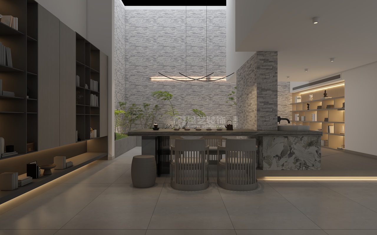 瀾山府450平別墅裝修現(xiàn)代風(fēng)格茶室裝修效果圖