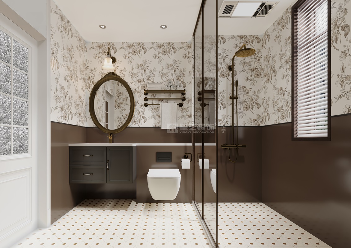 香榭里160平混搭中古風衛(wèi)生間裝修效果圖