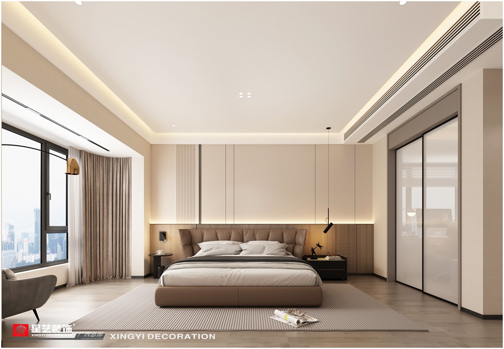 青山府210平現(xiàn)代簡約主臥裝修效果