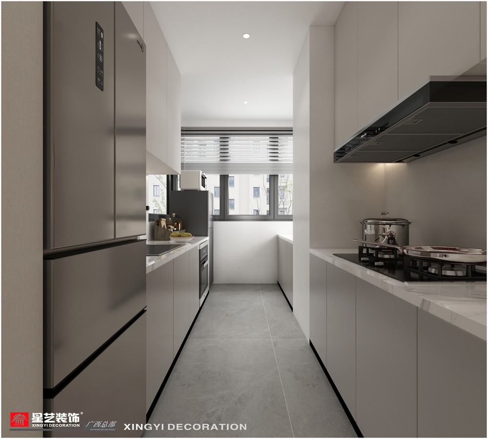 建發(fā)央璽120平現(xiàn)代簡(jiǎn)約廚房裝修效果