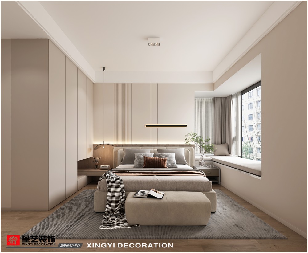 華潤二十四城120平現(xiàn)代簡(jiǎn)約主臥裝修效果