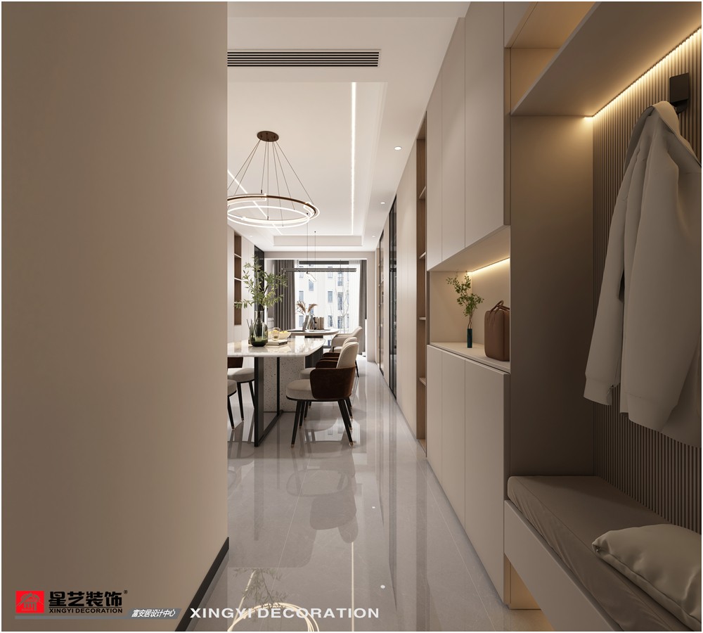 華潤二十四城120平現(xiàn)代簡(jiǎn)約入戶裝修效果