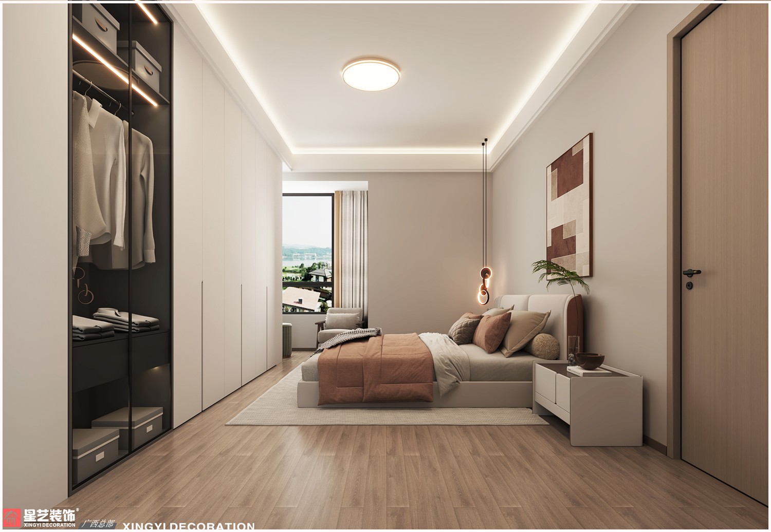 萬達(dá)茂御江國際134平現(xiàn)代 簡(jiǎn)約臥室裝修效果圖