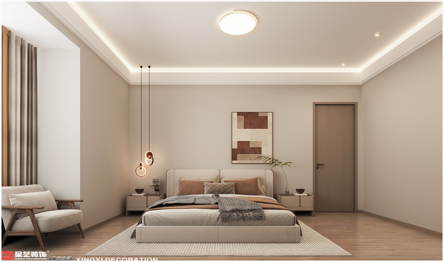 萬達(dá)茂御江國際134平現(xiàn)代 簡(jiǎn)約臥室裝修效果圖