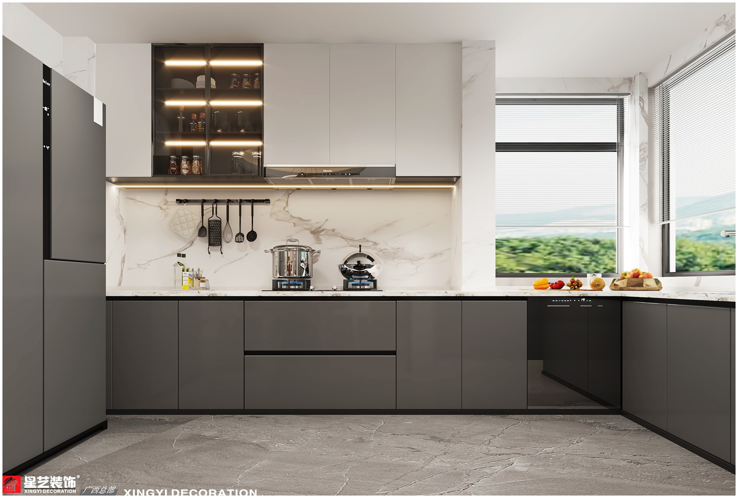 萬達(dá)茂御江國際134平現(xiàn)代 簡(jiǎn)約廚房裝修效果圖