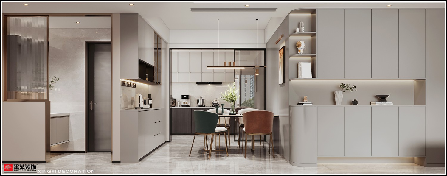 凱業(yè)花園135平現(xiàn)代風格餐廳裝修效果圖