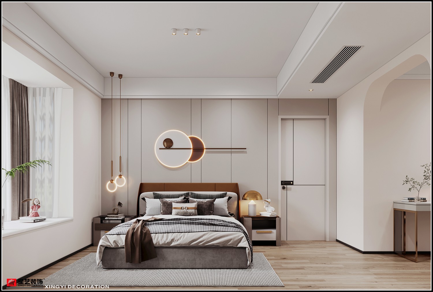 凱業(yè)花園135平現(xiàn)代風格臥室裝修效果圖