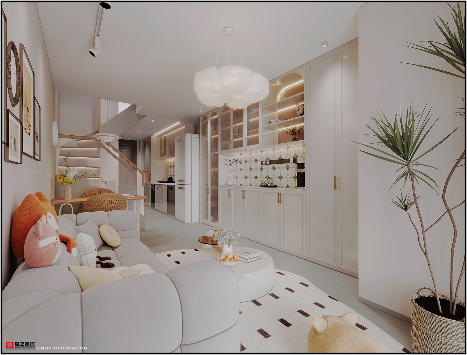 龍光玖瓏薹42平現(xiàn)代簡(jiǎn)約客廳裝修效果