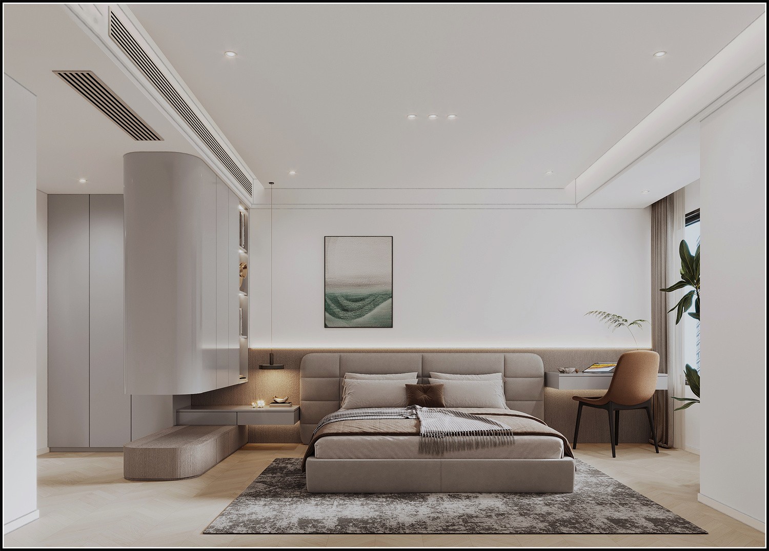 榮和公園大道142平現代簡約臥室裝修效果圖