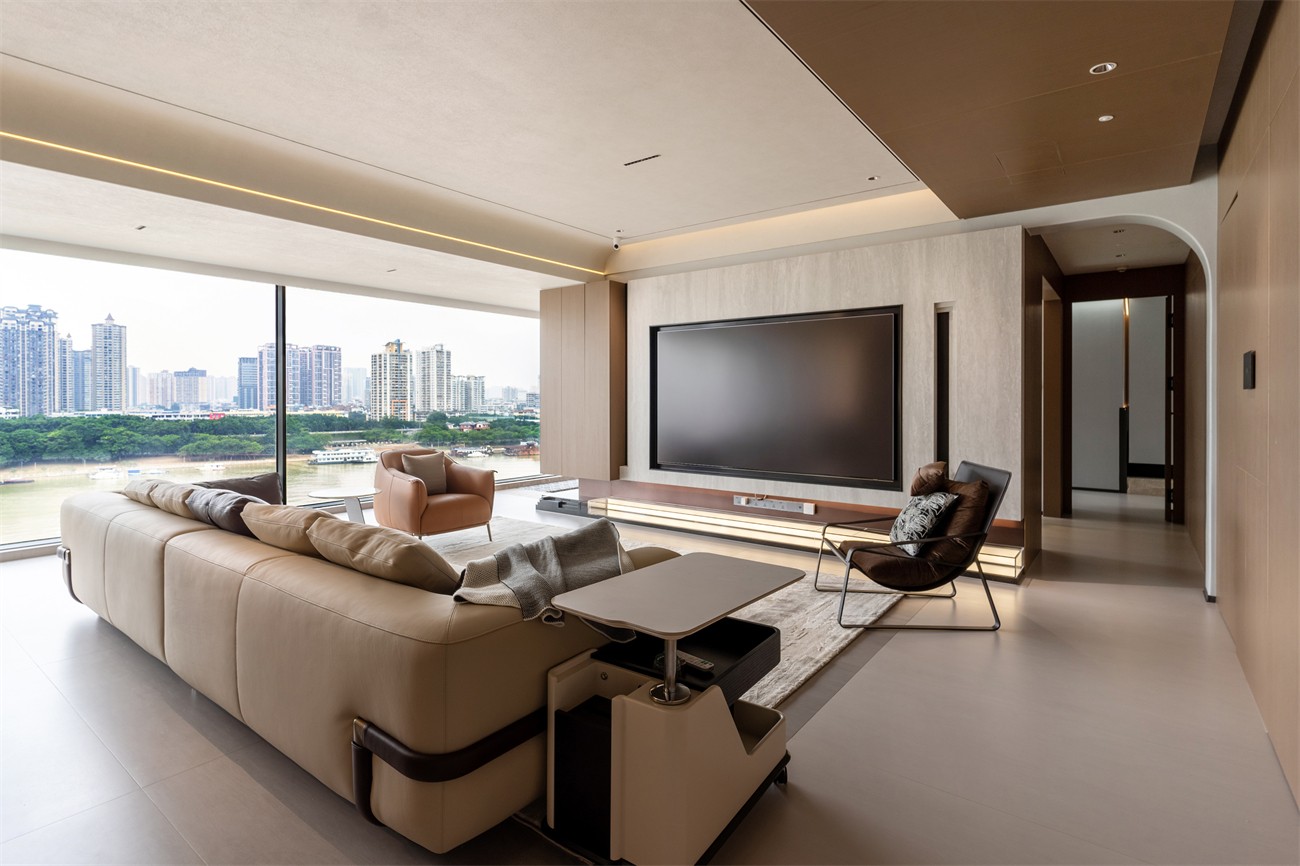 華潤西園悅府167平意式風(fēng)格客餐廳裝修完工實景