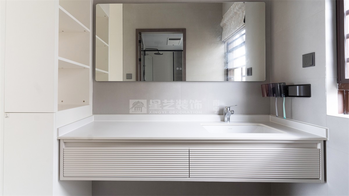 電力勘察院140平中古風洗漱間裝修完工實景