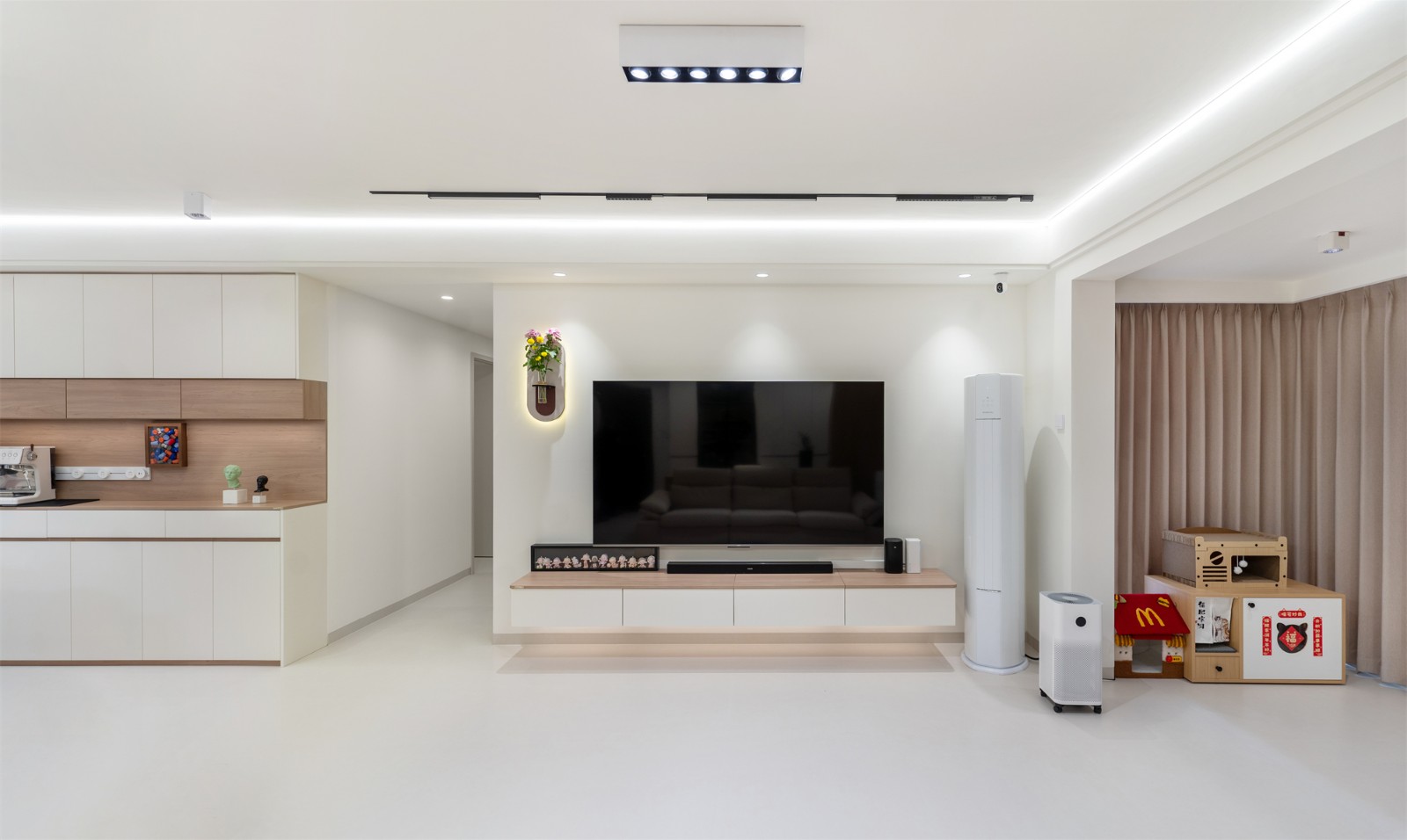 大唐新希望臻園116平奶油風客廳裝修實景圖