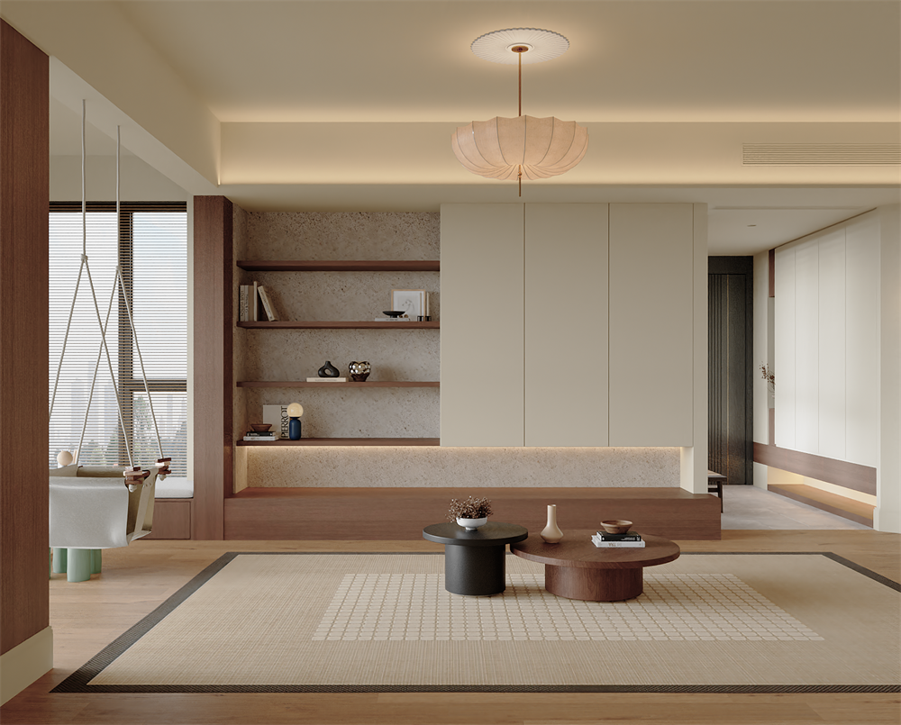 地礦大院130平中古風(fēng)客廳裝修效果圖